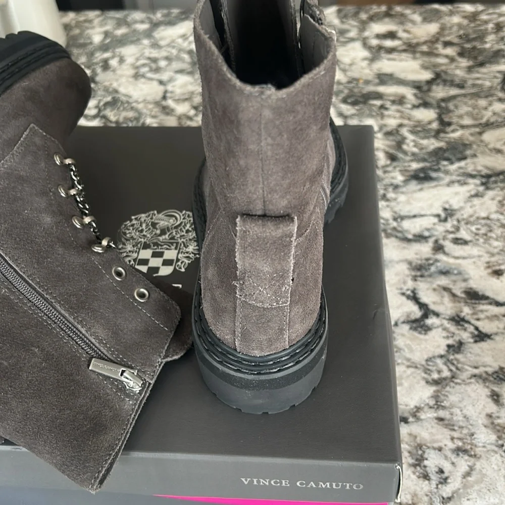 Vince Camuto Gray Suede Boots with Chains - Picture 5 of 9